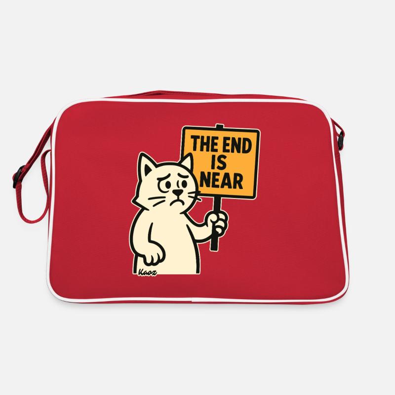 Sad cat with "The end is near" Retro Bag