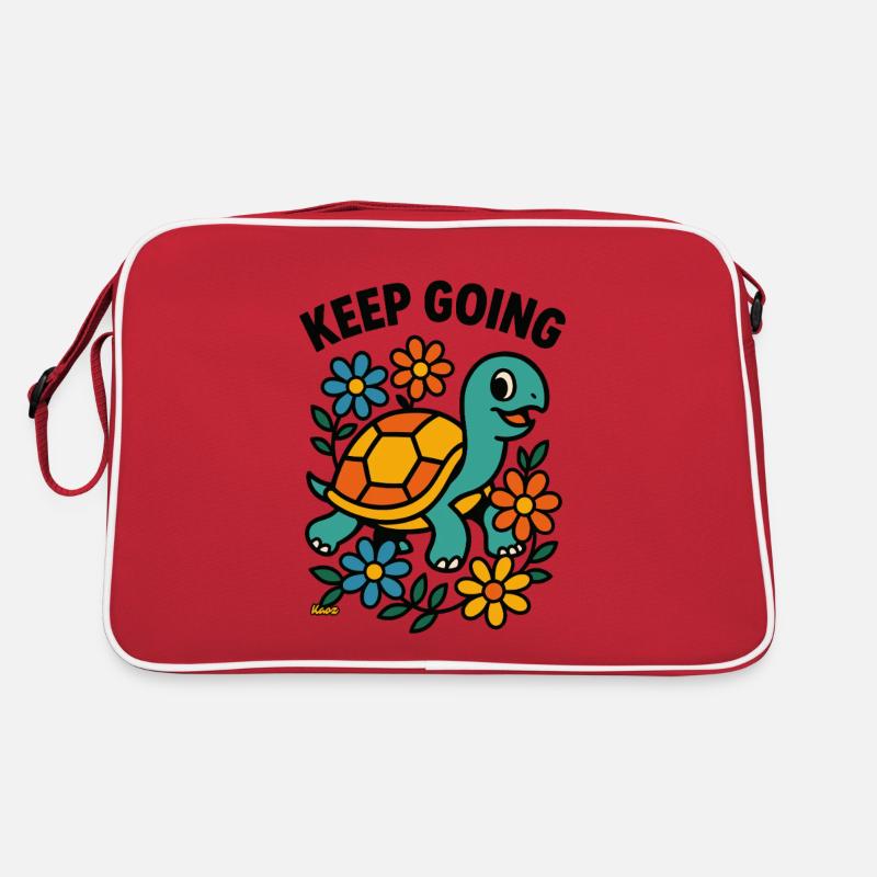 Motivational turtle with flowers Retro Bag