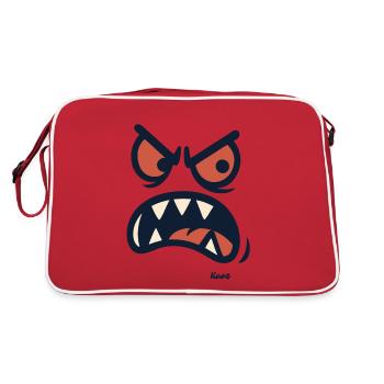 Angry cartoon face with teeth - Retro Bag - red/white - Back