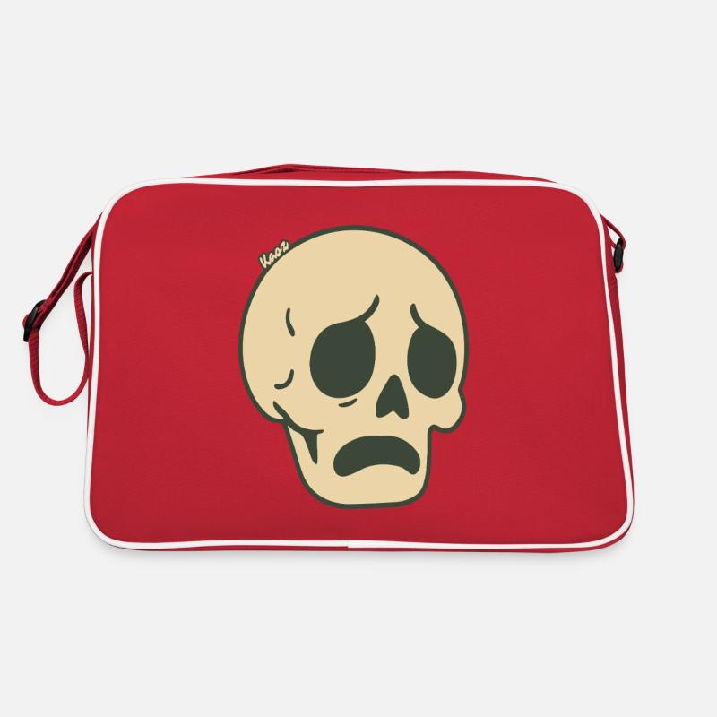 Sad Skull Comic Sticker Design Retro Bag