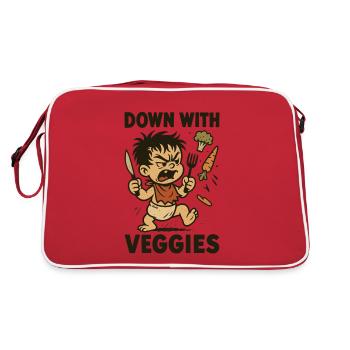 Angry child with cutlery and vegetables - Retro Bag - red/white - Back