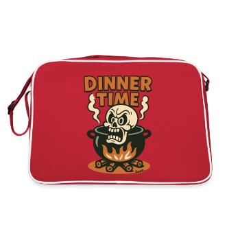 Crâne en colère dans la marmite pour le dîner - Sac Retro - rouge/blanc - Dos