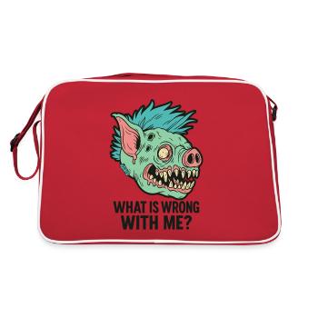 Punk Pigs Monster Head with Saying - Retro Bag - red/white - Back