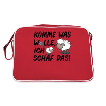 Komme Was Wolle Ich Schaf Das lustige Schäfer - Retro Tasche - Rot/Weiß - Hinten