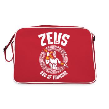 Zeus Gott of Thunder, Griechische Mythologie - Retro Tasche - Rot/Weiß - Hinten