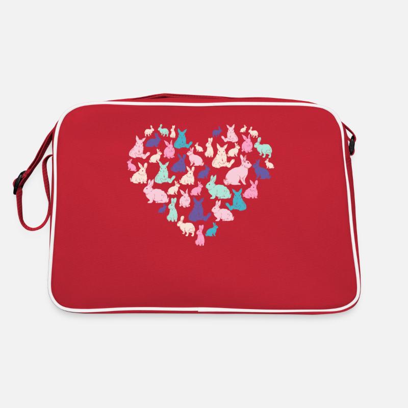 Rabbits, rabbits, pets, bunnies as hearts, bunnies Retro Bag