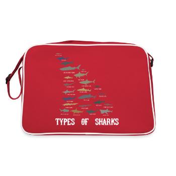 Types de requins, requins pèlerins grand requin blanc - Sac Retro - rouge/blanc - Dos