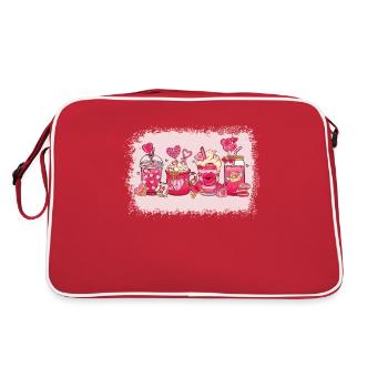 Valentinstag Heiße Schokolade Tasse Mokka - Retro Tasche - Rot/Weiß - Hinten