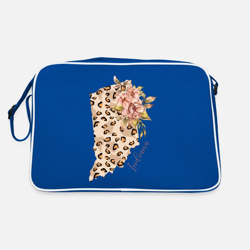 Leopard Pattern Map Leo State Of Indiana Retro Bag