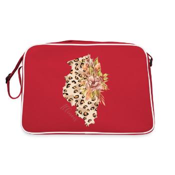 Illinois Leopard-muster Karte Leo State - Retro Tasche - Rot/Weiß - Hinten