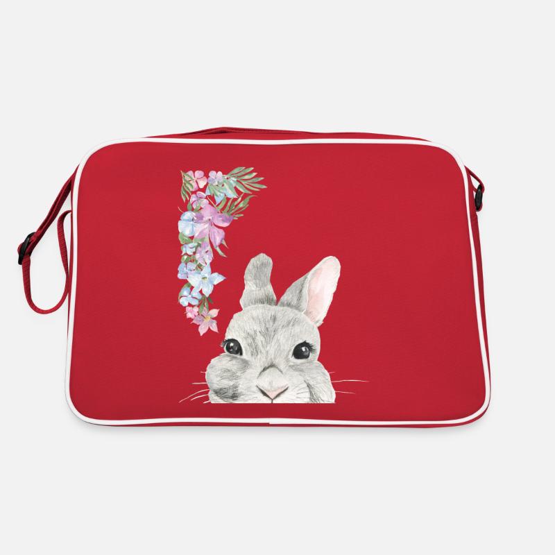 Rabbit's head with flowers Retro Bag