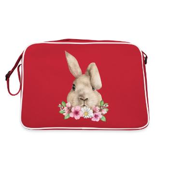 Rabbit head with flowers rabbit print - Retro Bag - red/white - Back