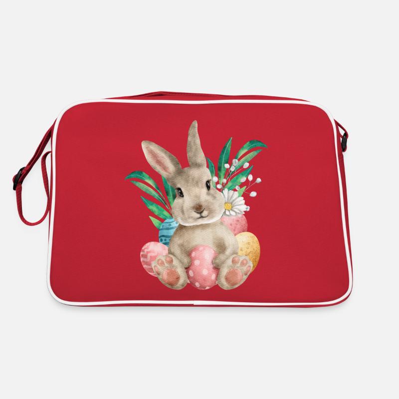 Aquarelle lapin de Pâques et œufs Sac Retro