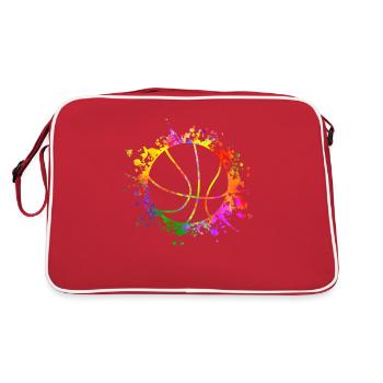 Basketball Bunte Spritzer Korbball Trainer - Retro Tasche - Rot/Weiß - Hinten