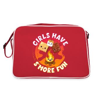 Mädchen Haben S'more Spaß Am Wochenende Klammern - Retro Tasche - Rot/Weiß - Hinten