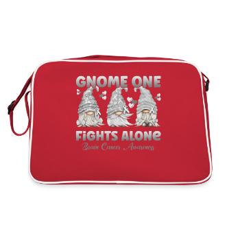 Gnome One fights gray brain cancer alone - Retro Bag - red/white - Back