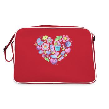 Knitting Heart Crochet Accessories Cute - Retro Bag - red/white - Back