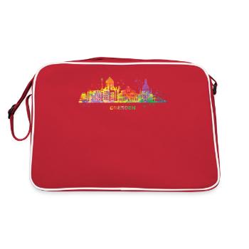 Dresdener Zwinger Skyline Bunt Stadtbild Dresden - Retro Tasche - Rot/Weiß - Hinten