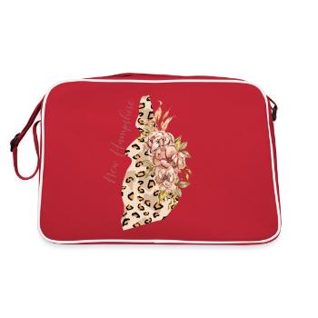 New Hampshire Leopard Pattern Map Leo - Retro Bag - red/white - Back