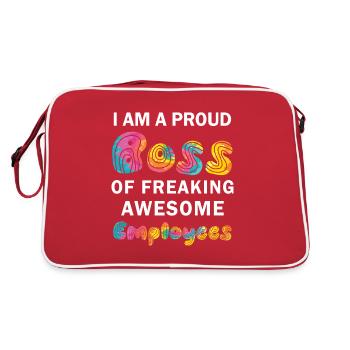 Stolzer Chef Von Guten Mitarbeitern - Retro Tasche - Rot/Weiß - Hinten