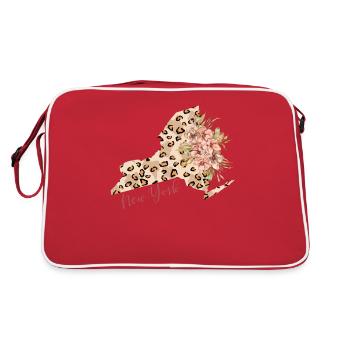 Leopard print map New York State - Retro Bag - red/white - Back