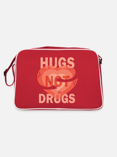 Hugs instead of drugs - Retro Bag - red/white - Back