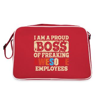 Stolzer Chef Von Guten Mitarbeitern - Retro Tasche - Rot/Weiß - Hinten