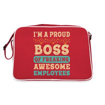 Stolzer Chef Von Guten Mitarbeitern - Retro Tasche - Rot/Weiß - Hinten