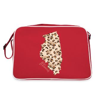 Illinois Leopard-muster Karte Leo State - Retro Tasche - Rot/Weiß - Hinten