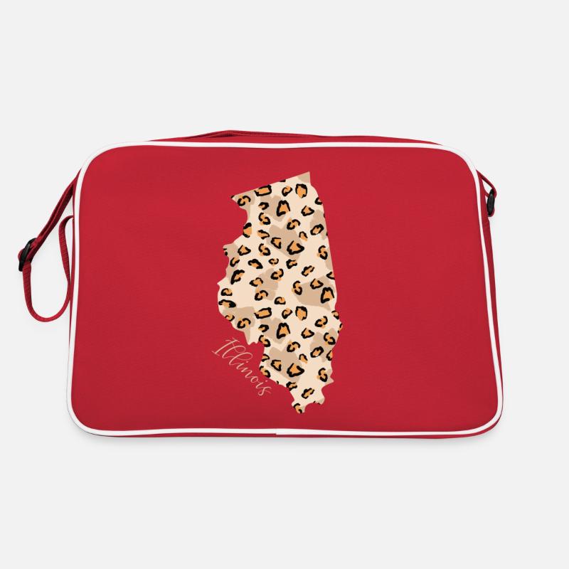 Illinois leopard pattern map Leo State Retro Bag