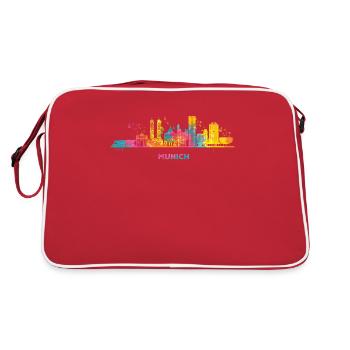 Paysage urbain coloré de Munich Skyline Munich - Sac Retro - rouge/blanc - Dos