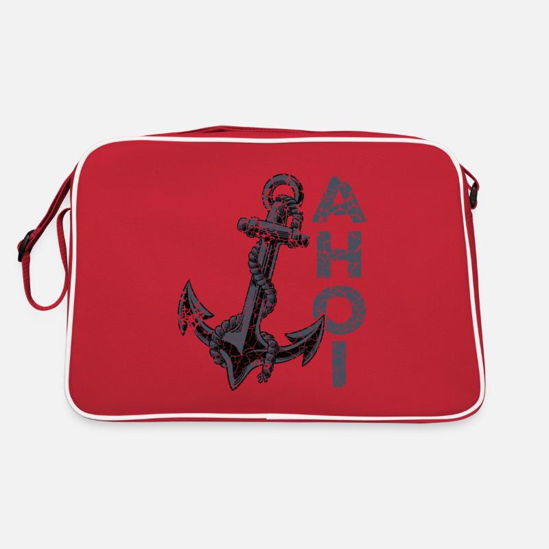 Ahoi Anker Heimat Ostfriesland Ostfriese - Retro Tasche - Rot/Weiß