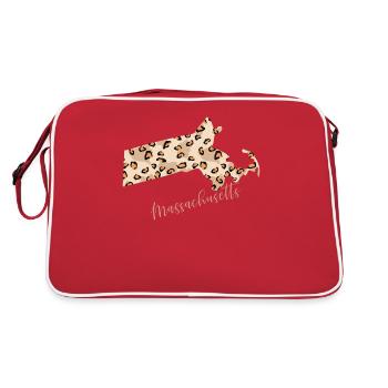 Massachusetts Leopard-muster Karte - Retro Tasche - Rot/Weiß - Hinten