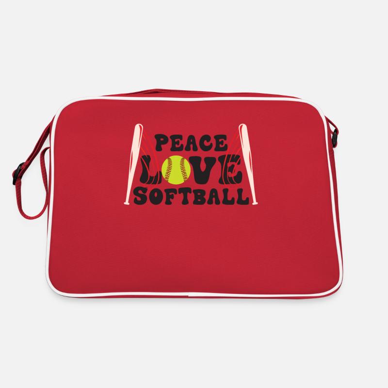 Mädchen Frieden Liebe Softball Retro Tasche