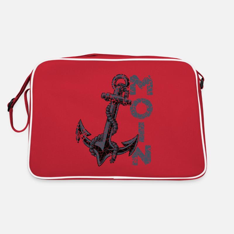 Moin Anker Ostfriesland Ostfriese - Retro Tasche - Rot/Weiß