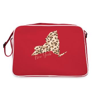 Leopard print map New York State - Retro Bag - red/white - Back