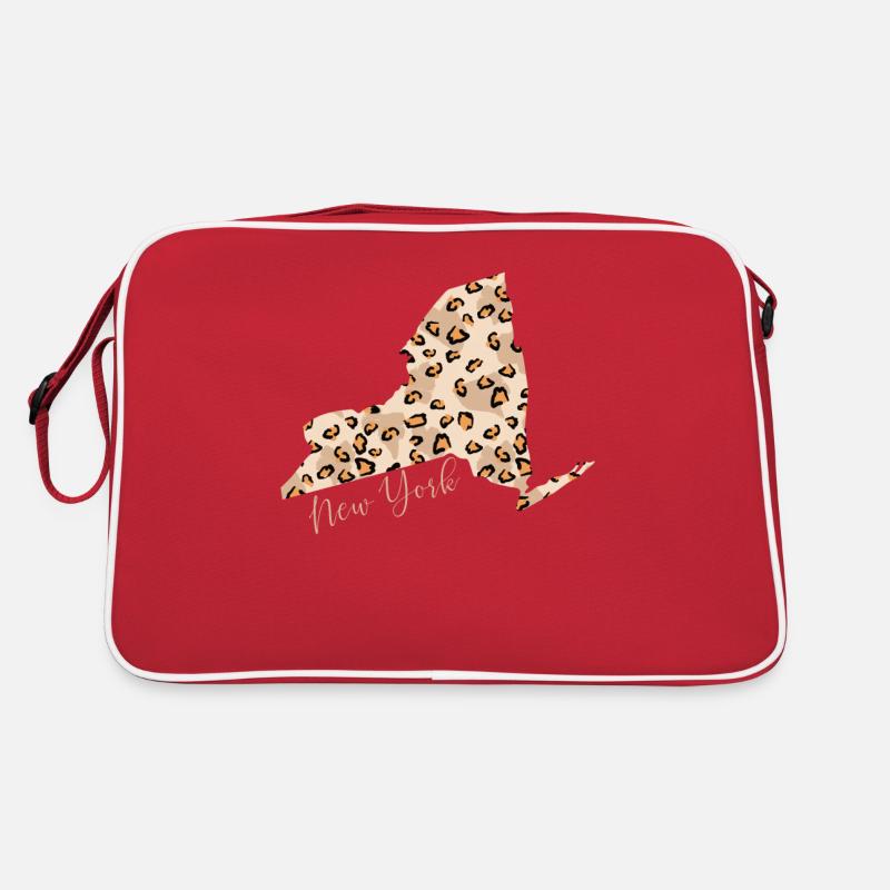 Leopard print map New York State Retro Bag