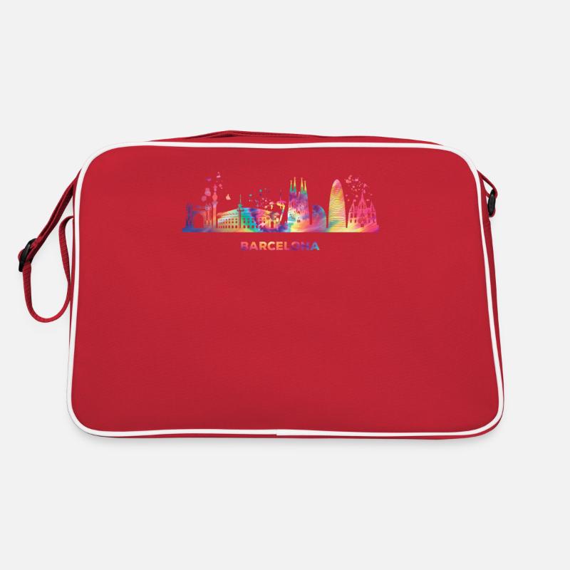 Barcelonische Skyline Barcelona - Retro Tasche - Rot/Weiß