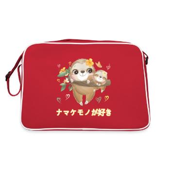 Ich Liebe Faultiere Liebe Mama Faultier - Retro Tasche - Rot/Weiß - Hinten