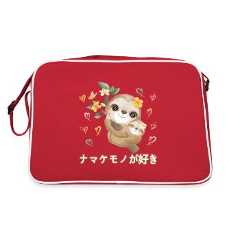 Ich Liebe Faultiere Liebe Mama Faultier - Retro Tasche - Rot/Weiß - Hinten