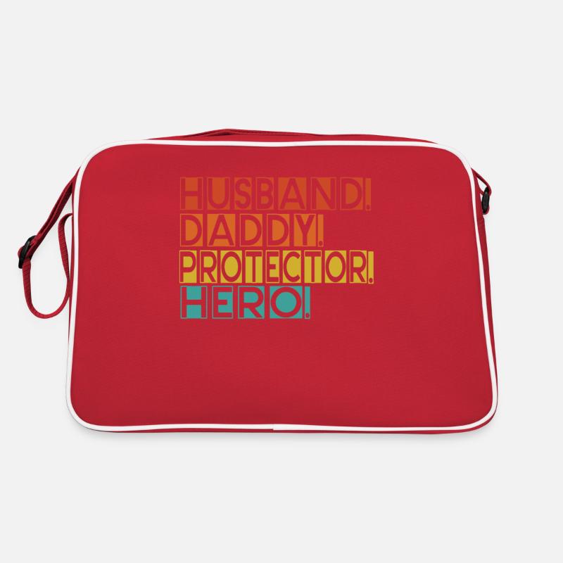 Husband Daddy Protector Hero Father's Day - Retro Bag - red/white