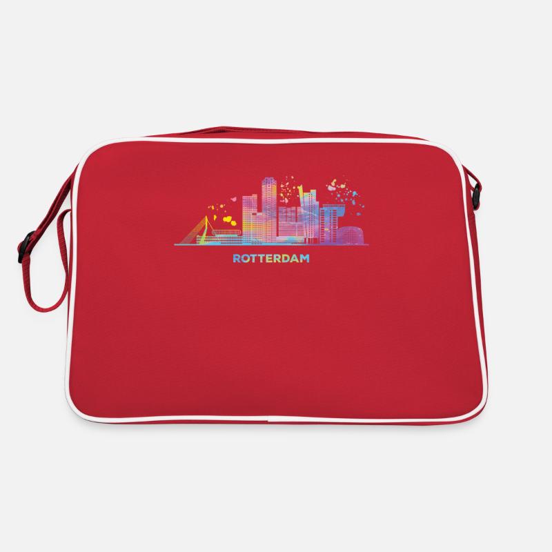 Rotterdam Skyline Rotterdam - Retro Tasche - Rot/Weiß