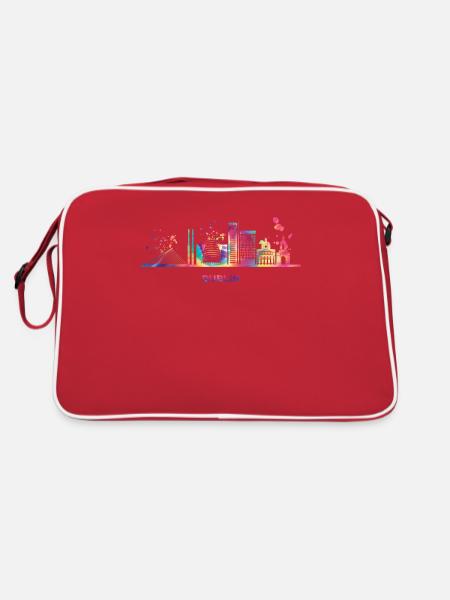 Dublin Skyline Dublin - Retro Tasche - Rot/Weiß - Hinten
