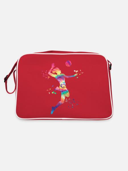 Volleyballspieler Kinder Beachvolleyball - Retro Tasche - Rot/Weiß