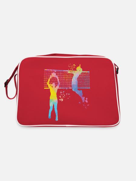Volleyball players children beach volleyball - Retro Bag - red/white - Back