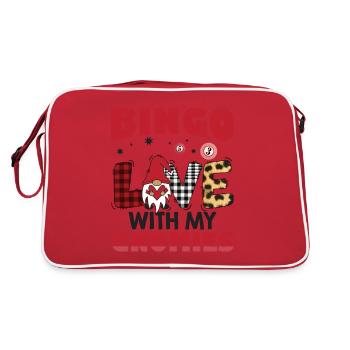 Bingo Liebe Mit Meinen Gnomies Buffalo Plaid Bingo - Retro Tasche - Rot/Weiß - Hinten