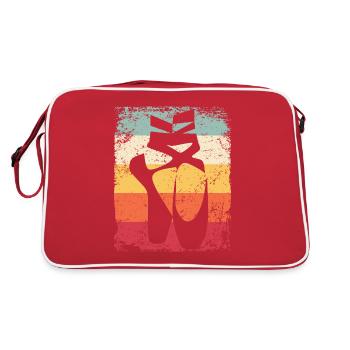 Chaussures de Ballet Vintage Femme Ballerine - Sac Retro - rouge/blanc - Dos