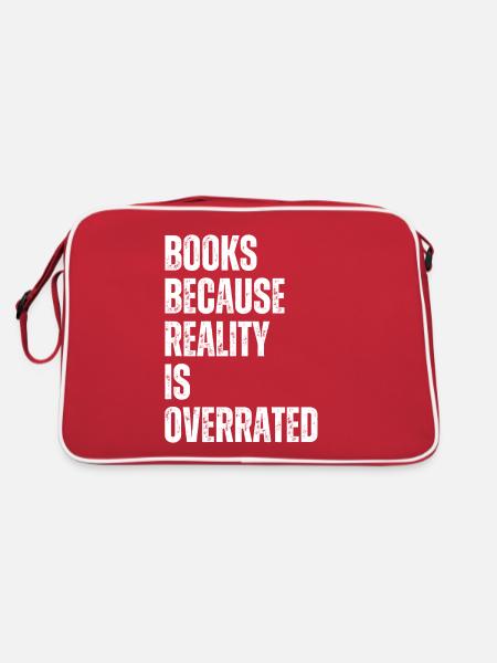 Books because reality is overrated - Retro Bag - red/white - Back