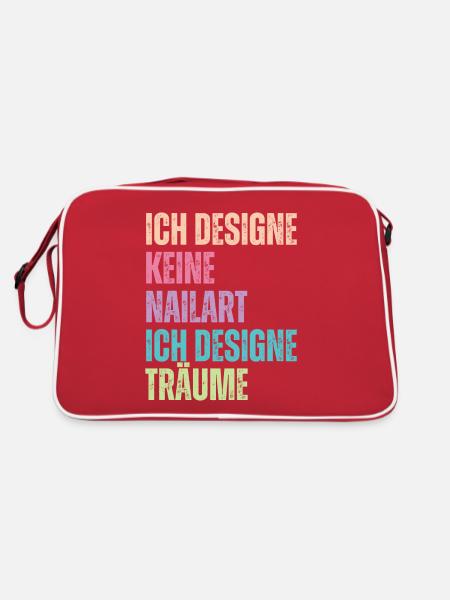 Ich designe keine Nailart Nageldesignerin - Retro Tasche - Rot/Weiß - Hinten
