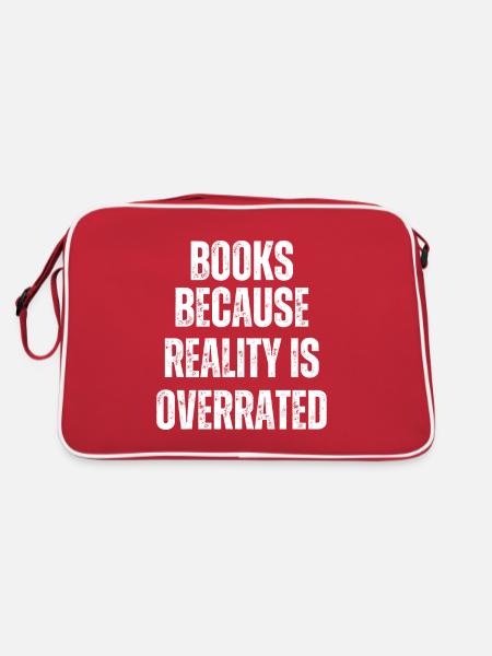 Books because reality is overrated - Retro Bag - red/white - Back